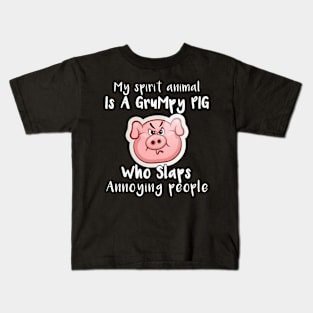 My Spirit Animal Is A Grumpy Pig Who Slaps Annoying People Kids T-Shirt